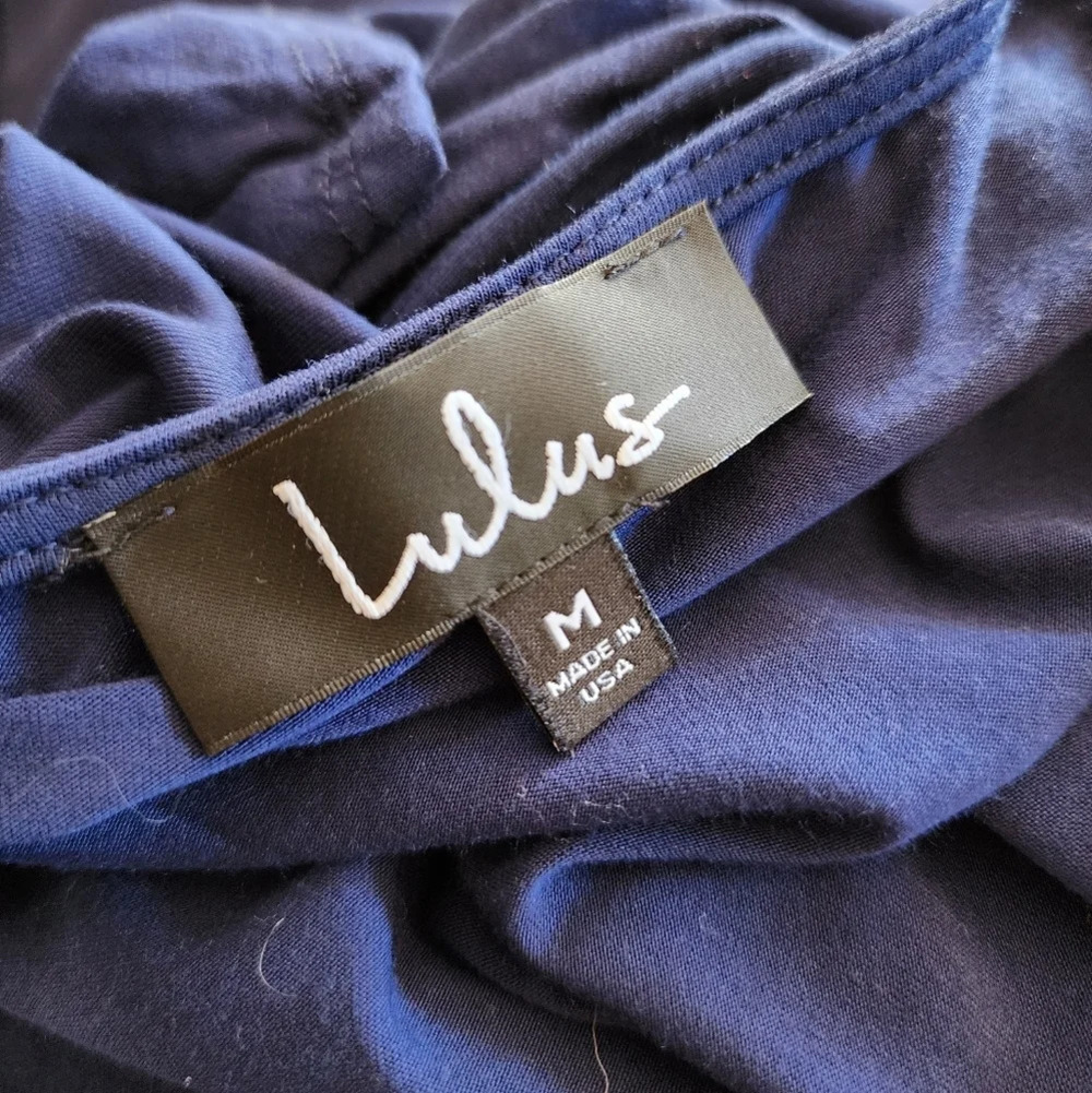 Lulu's Garden District Blue jersey material  Maxi wrap dress size Medium - Picture 5 of 10